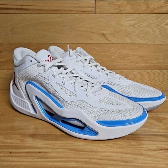 Jordan Tatum 1 White Red Blue Archer Ave St. Louis Basketball Shoes DX5573-100 - Picture 2 of 13